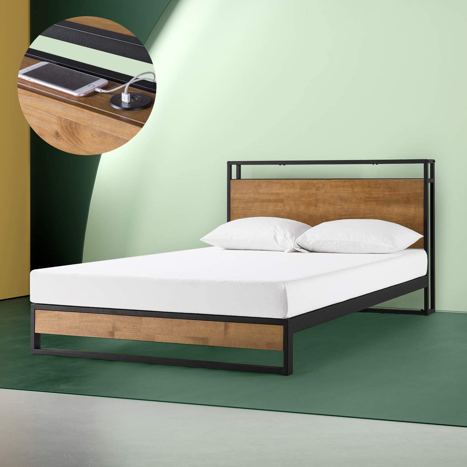 Zinus – Suzanne – Metal and Wood Platform Bed