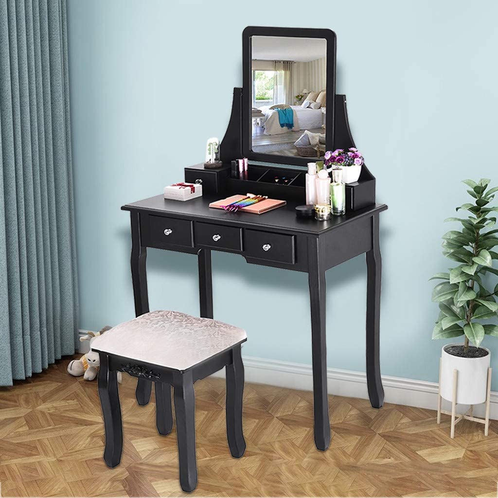 SUMSAYEI 2020 New Vanity Set with Mirror & Cushioned Stool