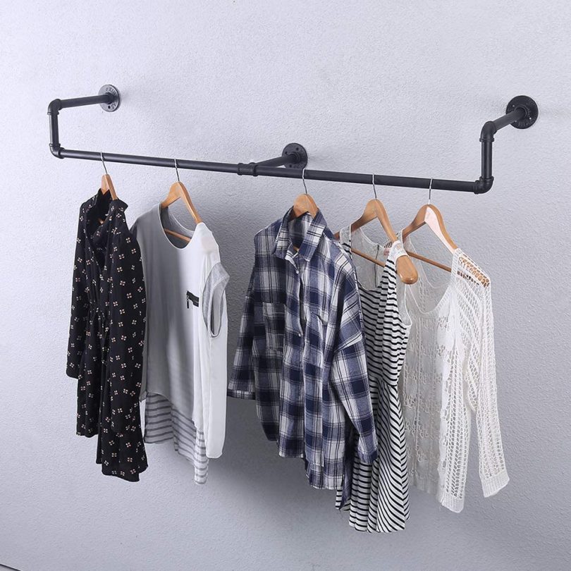 Industrial Pipe Clothing Rack Wall