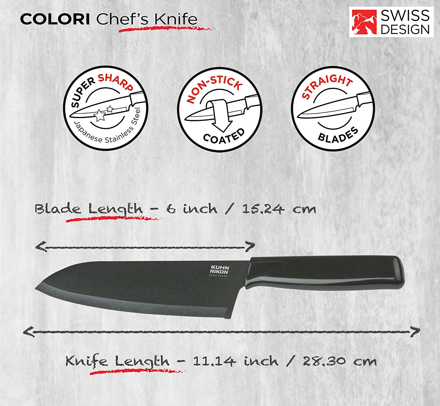 Kuhn Rikon COLORI Chef’s Knife with Safety Sheath