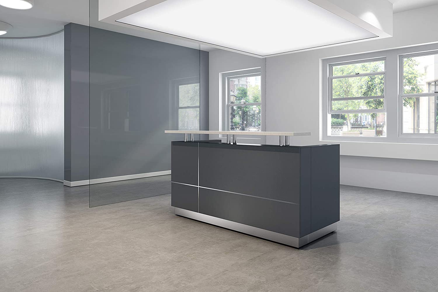 Modern Space Grey Reception Desk » Petagadget