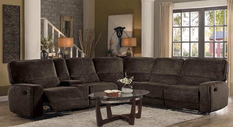 Homelegance Shreveport 6-Piece Sectional with Three Reclining Chairs