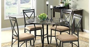 New Classic Elegant Mainstays 5-Piece Faux Marble Top Dining Set Marble Look Dining Set Chairs Table