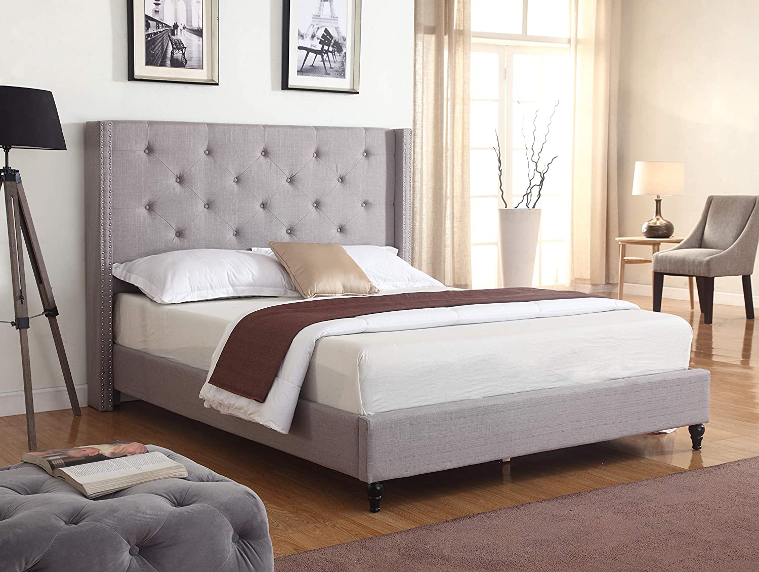 Best Master Furniture Vero Tufted Wingback Platform Bed