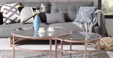 Nesting Table Round Glass Coffee Table 2 Piece Set