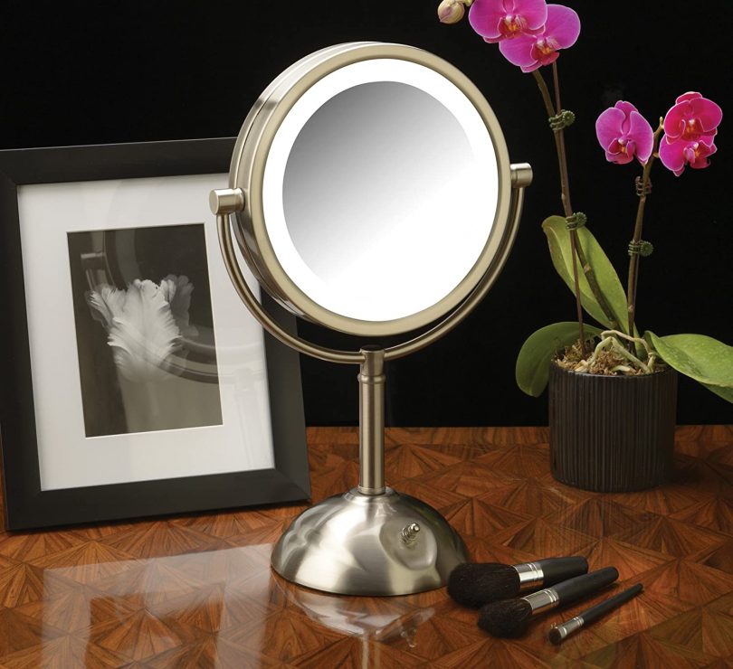 Jerdon HL8808NL 8.5-Inch Tabletop Two-Sided Swivel LED Lighted Vanity Mirror