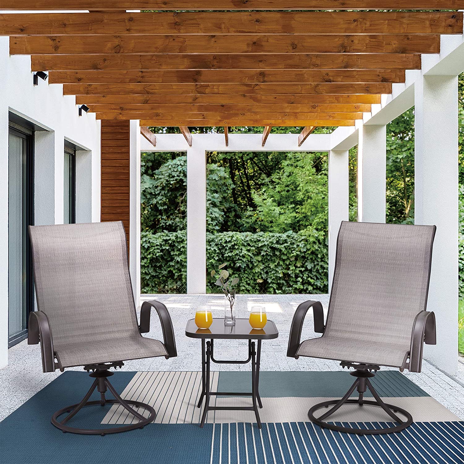 Peaktop PT-OF0003 Outdoor 2 Textilene Swivel Chairs