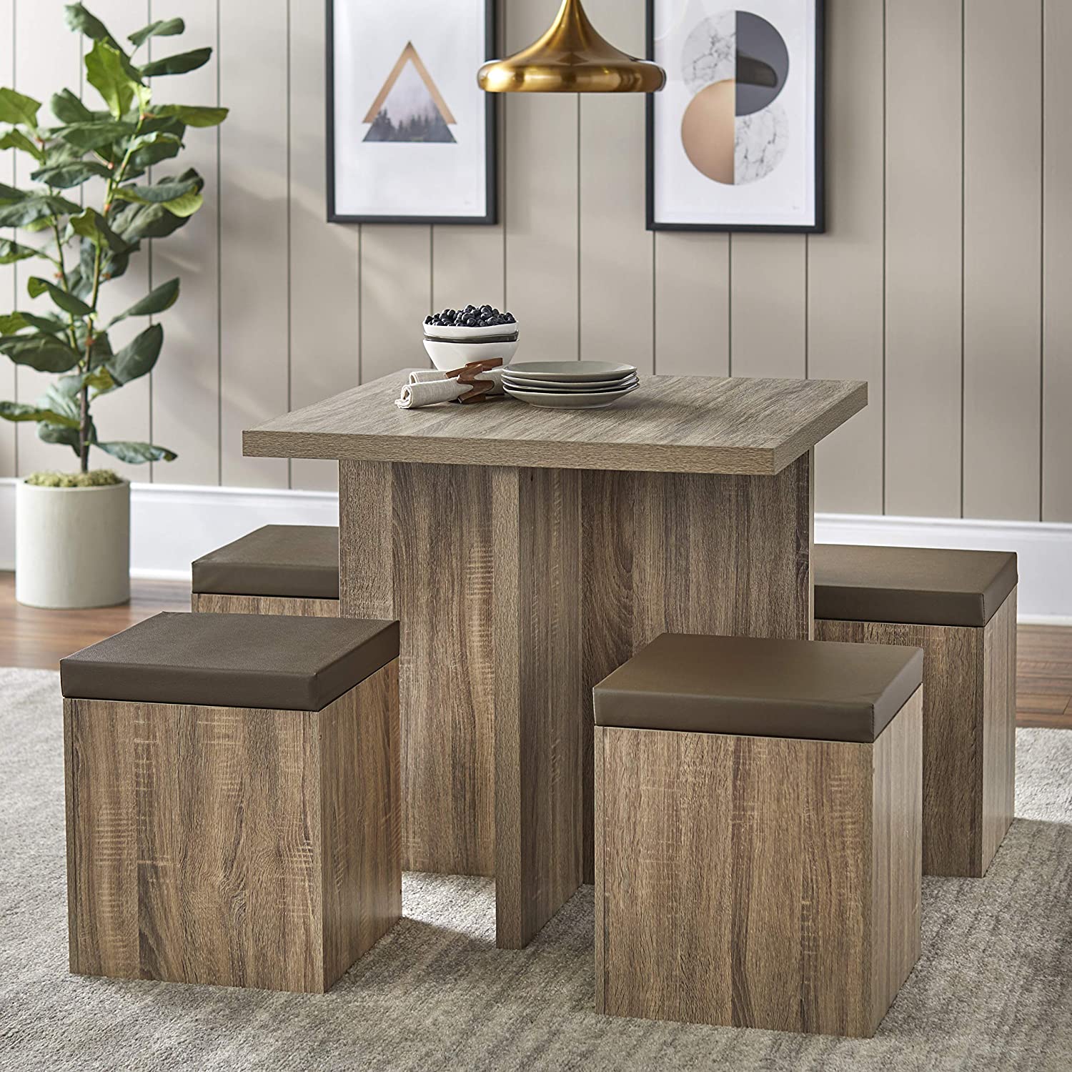 Dining Mainstays 5-Piece Dexter Set with Storage Ottoman