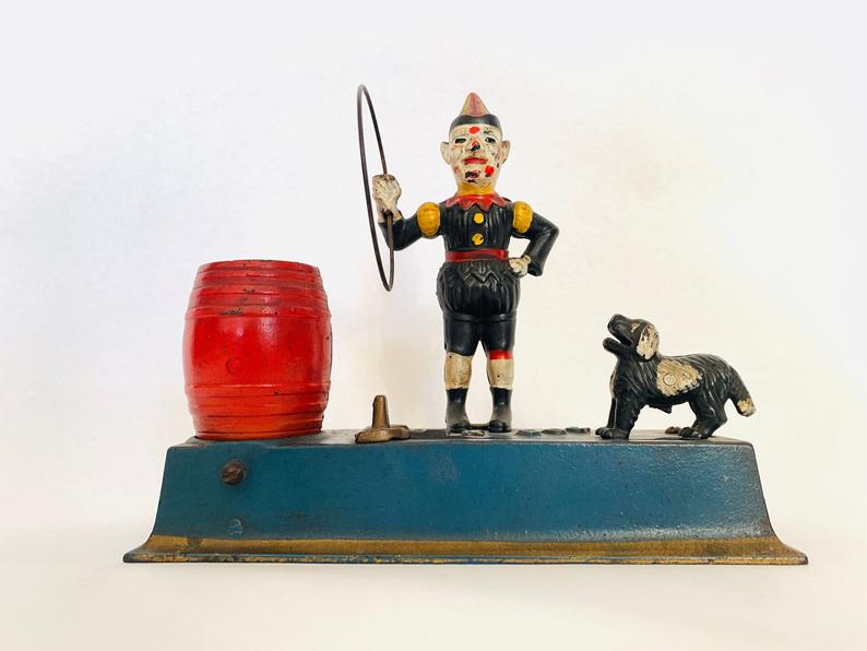 Hubley trick dog cast iron mechanical bank