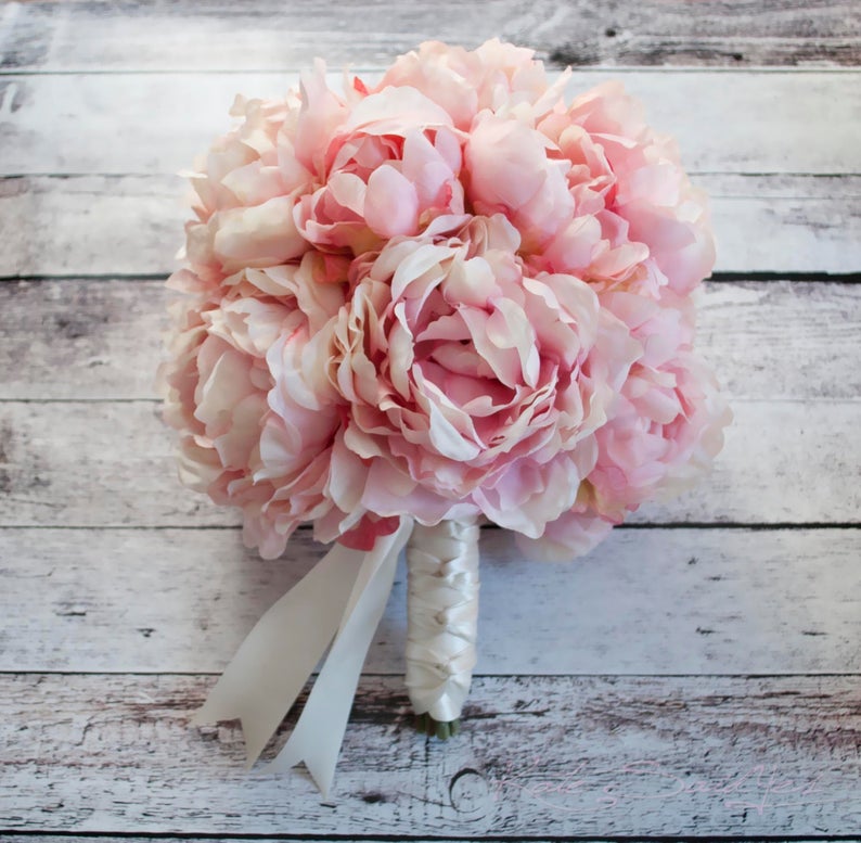 Pink Peony Bouquet  Blush Pink Peony Wedding Bouquet
