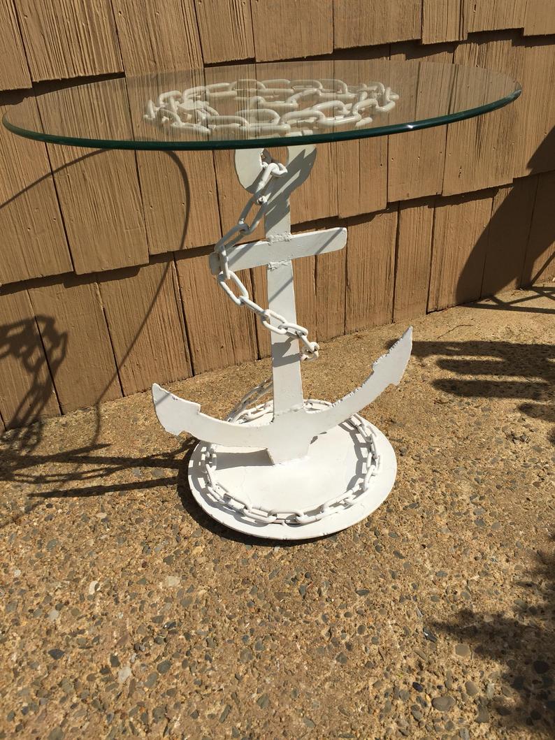Handmade iron anchor and chain table/ no shipping