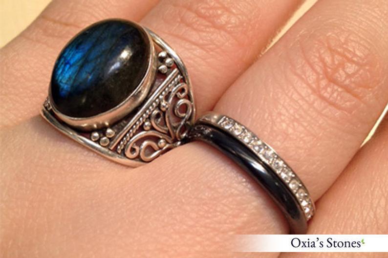 Hematite ring natural stone unisex ring wedding ring