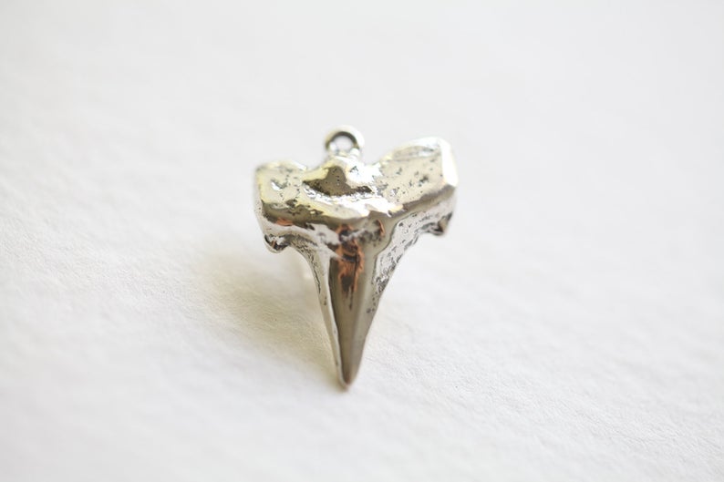 Large Shark Tooth Pendant  sterling silver shark tooth charm