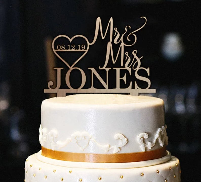 Personalized Wedding Cake Topper Rustic Wedding Cake Topper