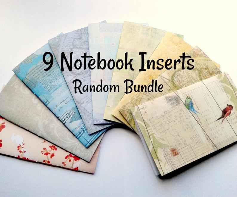 SET of 9 Travelers Notebook Inserts  Bulk Bundle of 9 Random