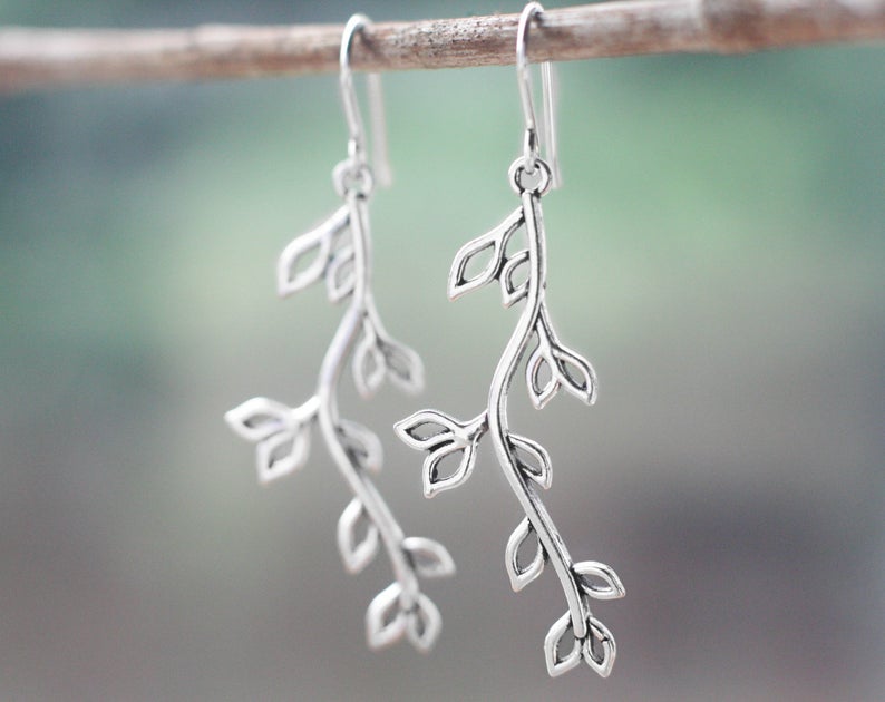 Antique Silver Willow Earrings Willow Charm Earrings Gift