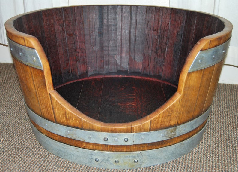 Cabernet Wine Barrel Pet Bed from Napa Valley