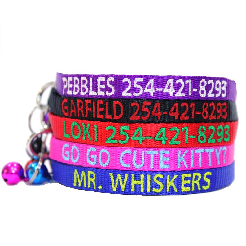 Cat Collar Breakaway Personalize Custom Embroider Nylon With