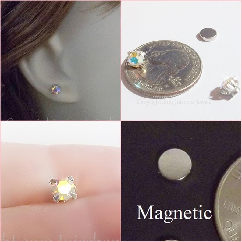 MAGNETIC 5 mm AB/Iridescent Faceted Glass Crystal Rhinestone