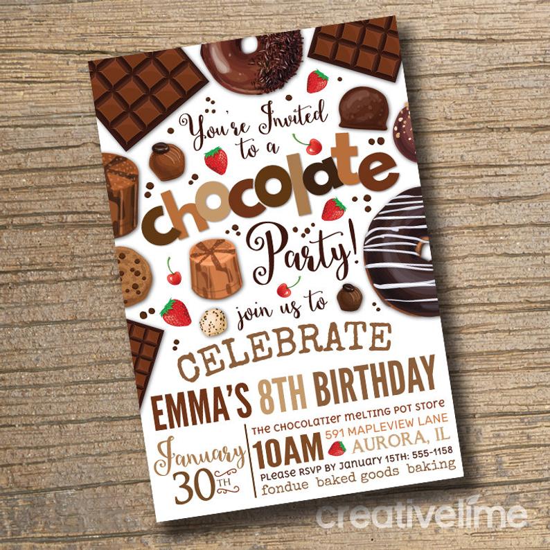 PRINTABLE Chocolate Party Invitation Chocolate Desserts