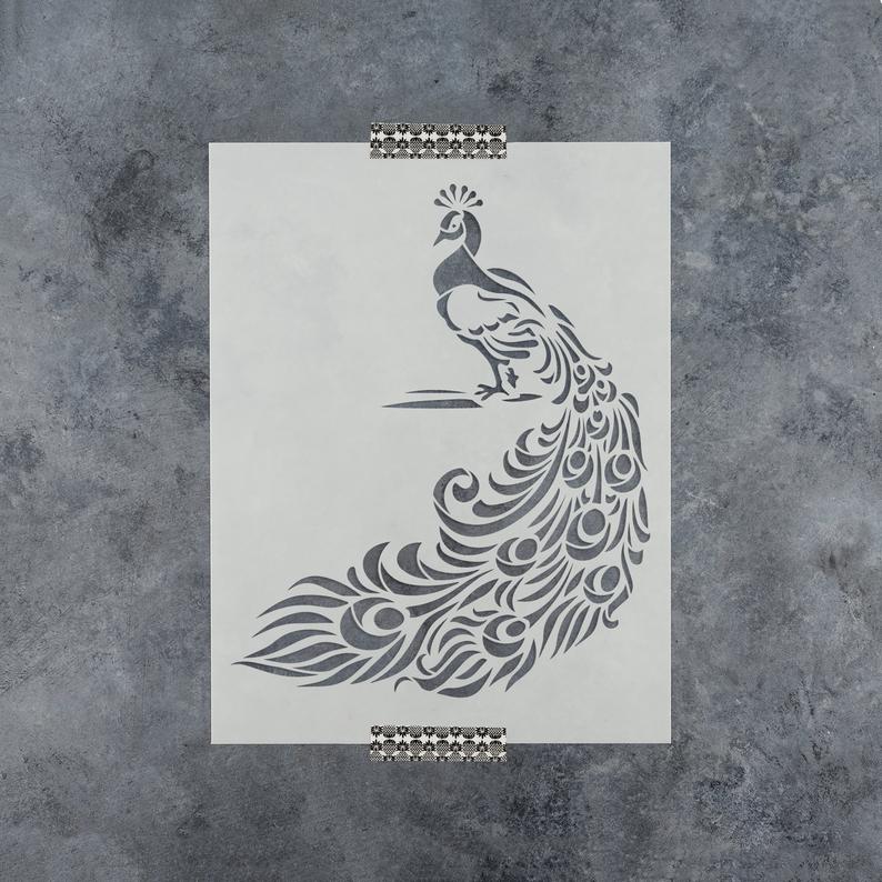 Peacock Stencil  Reusable DIY Craft Stencils of a Peacock