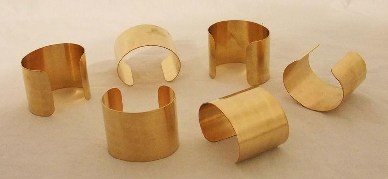 Set of 6 Brass Bracelet Cuff Blanks For Jewelry Making 2 inch
