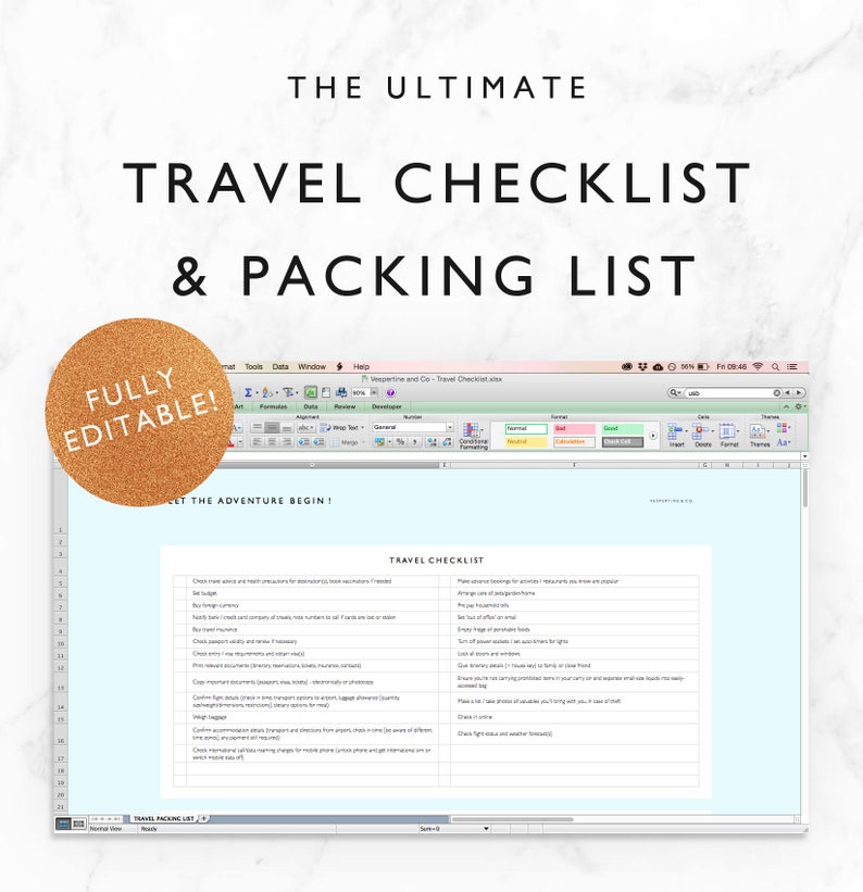 Travel Checklist & Travel Packing List  Travel Planning