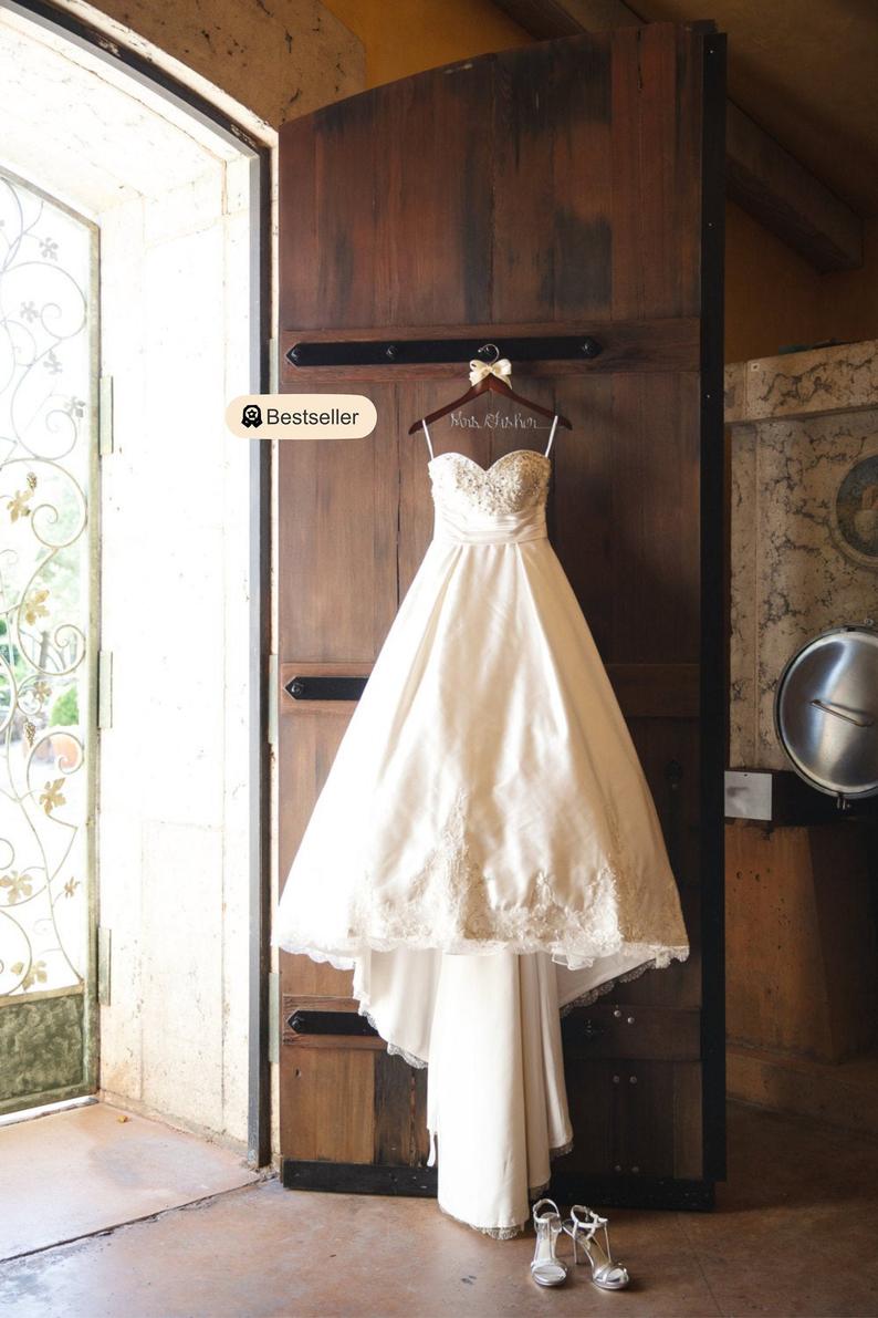 Wedding dress hanger bride gift Rustic wedding Rustic chic