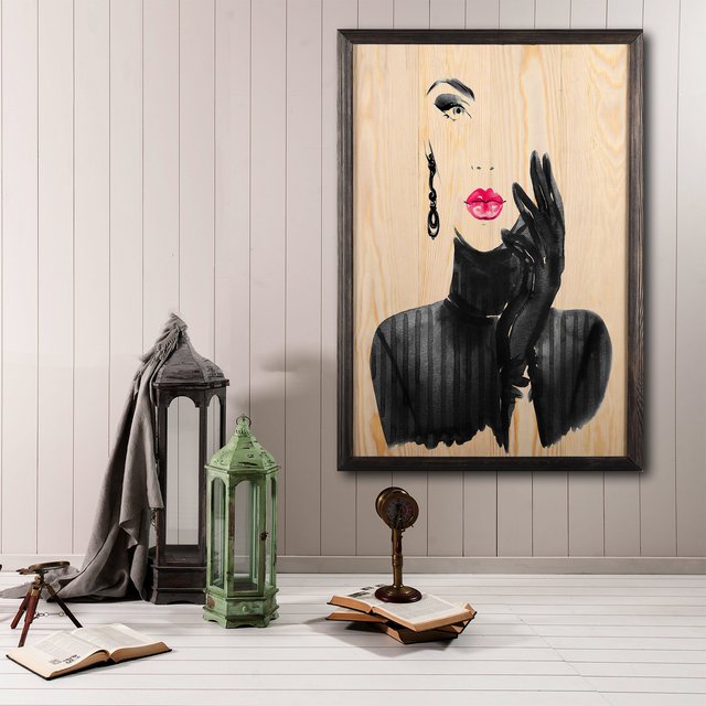 Woman Silhouette Wooden Tableau Print