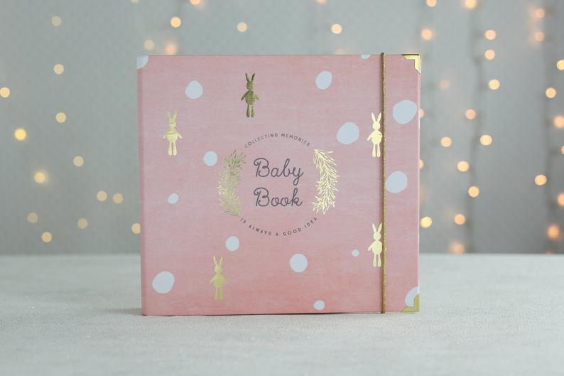 BABY MEMORY BOOK  Flamingo Pink Modern Baby Book  Baby