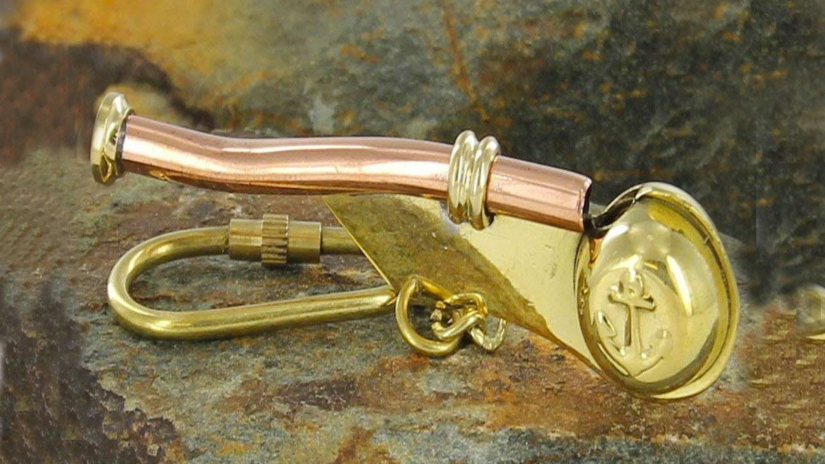 Bosuns Nautical Whistle Brass Keychain