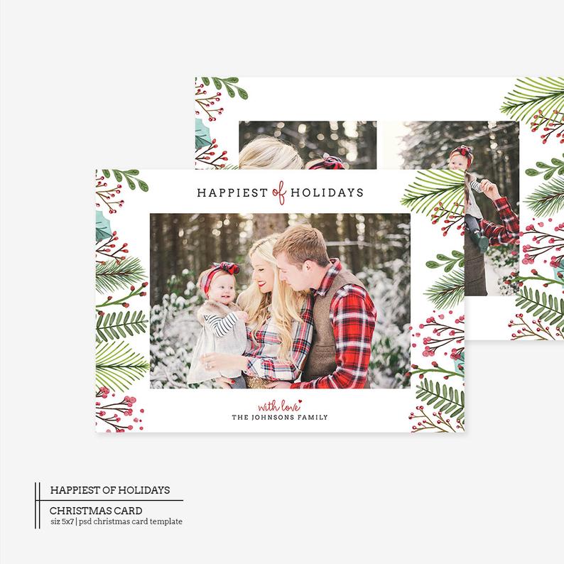 Christmas Card Photoshop Template Holiday Card Family Card