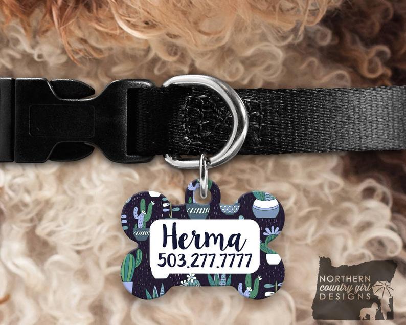 Custom Dog Tag for Dogs Dog ID Tags Personalized Pet cactus