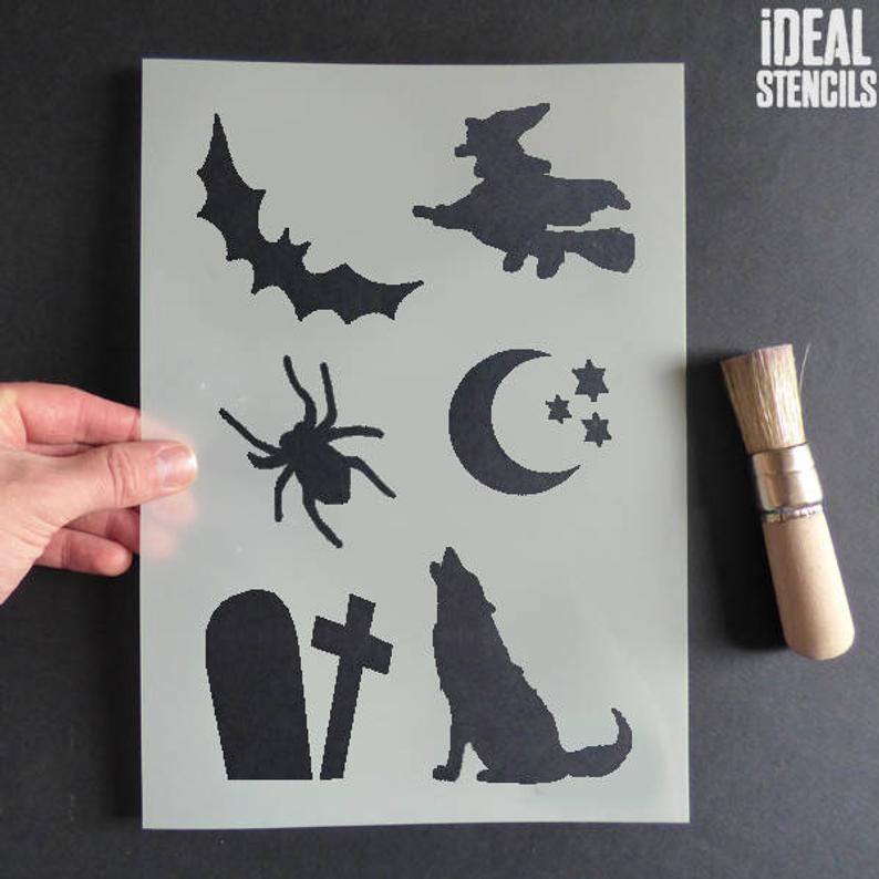 Halloween Stencil Craft Sheet Halloween Stencil Set Paint