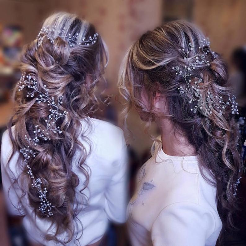 Long Hair Vine Bridal Wedding Hair Vine Crystal Hair Peice