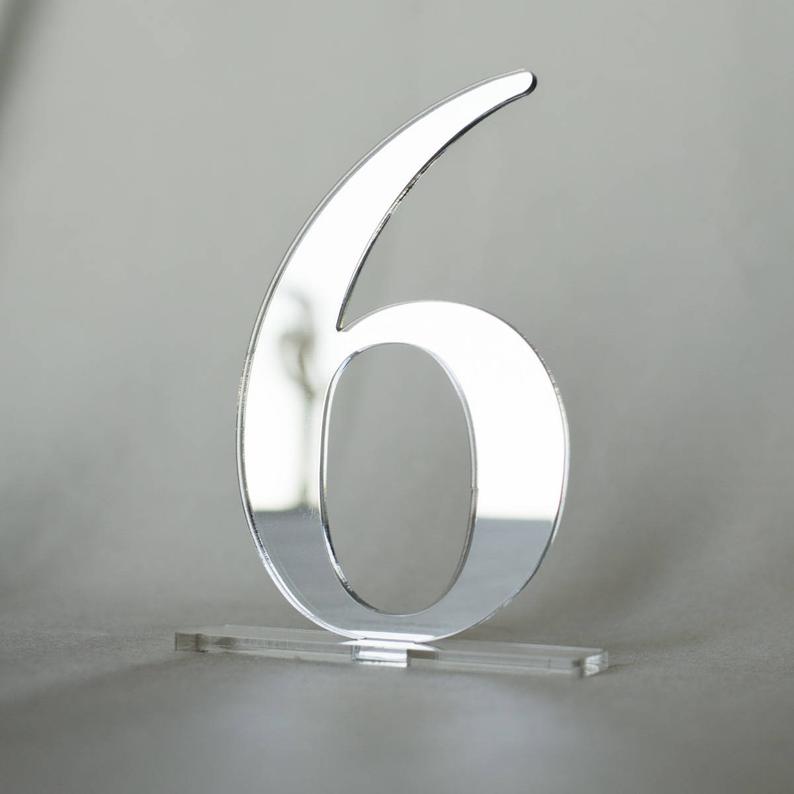 Mirror acrylic Table Numbers 5 Wedding Table Numbers
