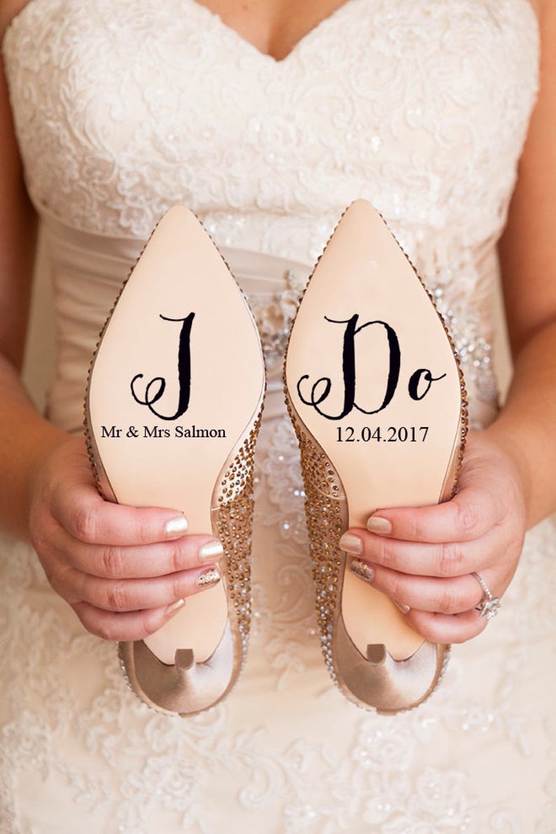 Personalised Wedding Shoe Vinyl Sticker Decal With Name & Date