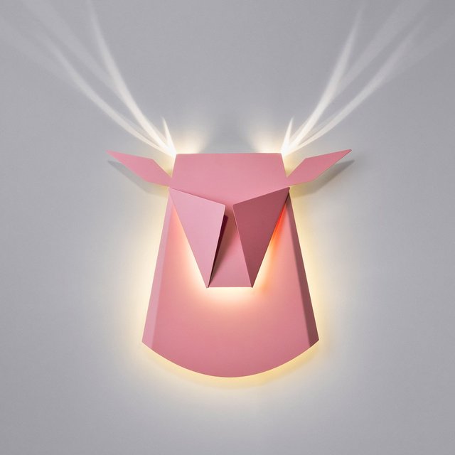 Pink LED Aluminium Deer Head Light Fixture