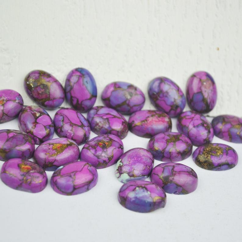 Purple Copper Turquoise 10x14mm Oval Copper Turquoise 1Pcs