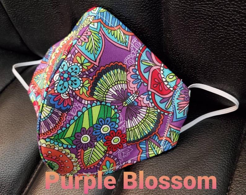 Purple mask  cloth face mask  floral surgical face mask