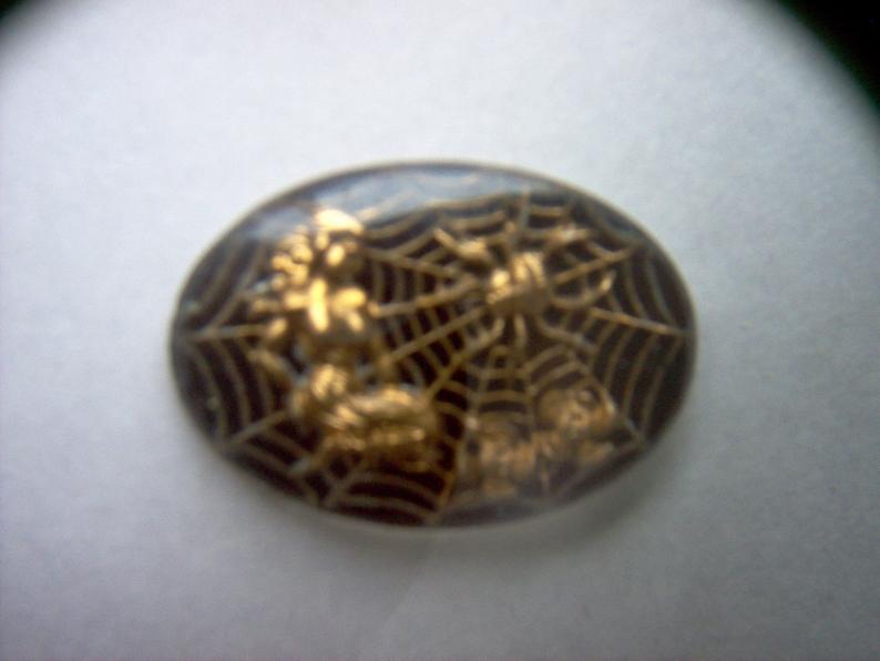 Vintage Glass Intaglio of  a Woman with a Spiderman   PP