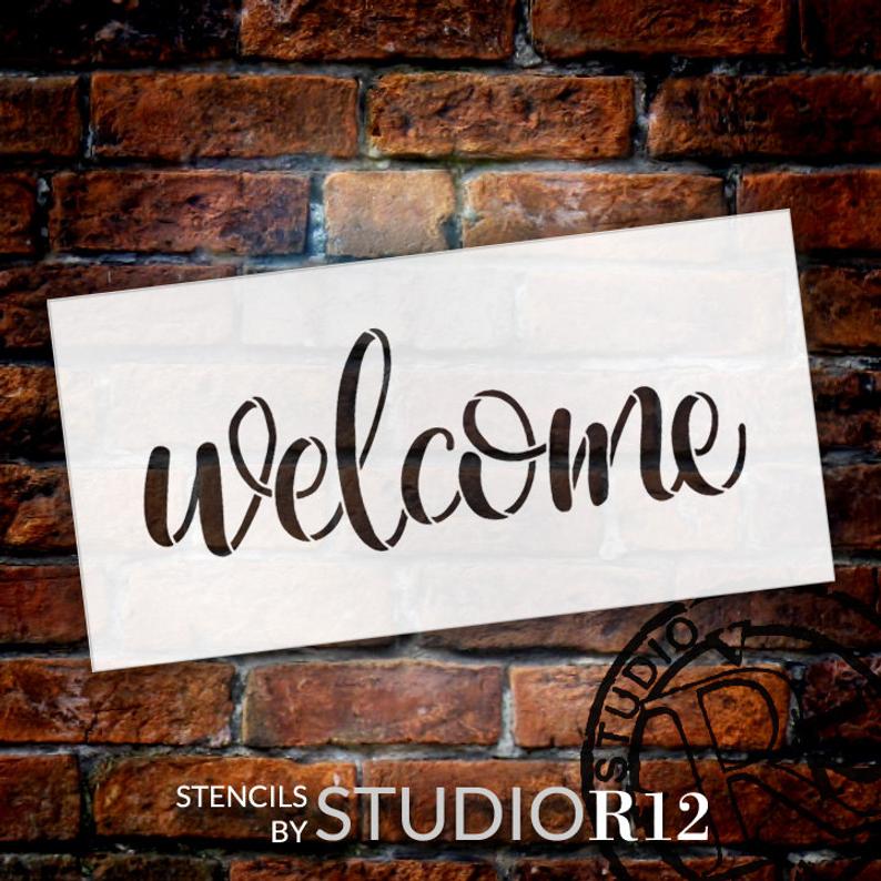 Welcome Sign Stencil by StudioR12  Reusable Paint Front