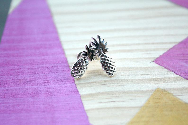 Boucles d’oreilles Ananas  dor et argent Joli bijou