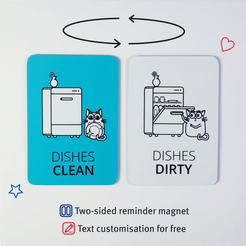 Clean dirty dishwasher magnet  Funny dish washer reminder