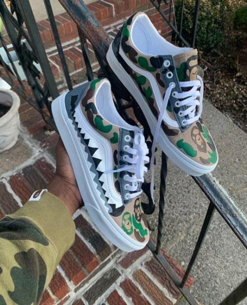 Custom Bape Camo Vans Low Top Old Skool 