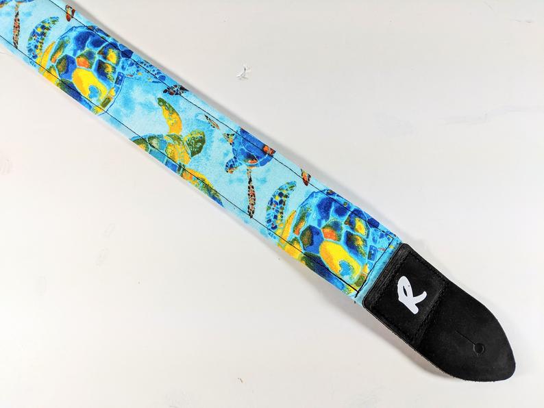 Sea Turtle in Water Guitar Strap  Turtle Guitar Strap Sea