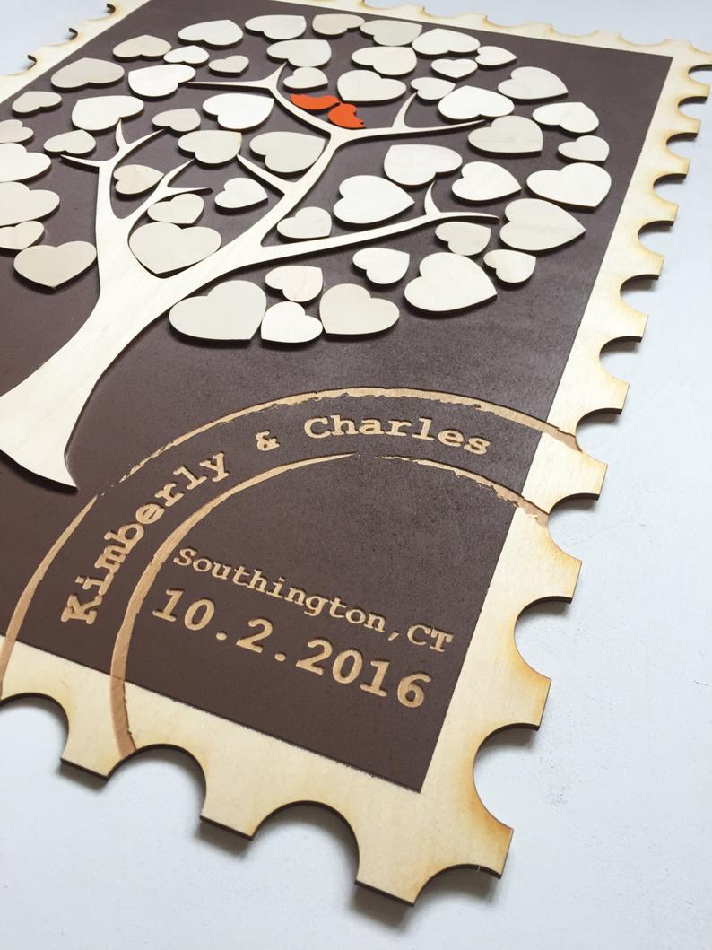 Stamp Shaped Guest Book Alternative wedding guestbook with 3D