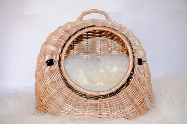 Wicker Cat Basket Willow Basket for Cats and Small DogsPet