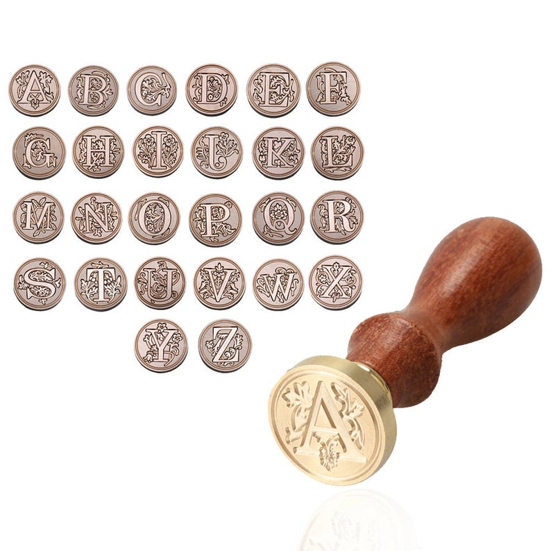A-Z Initial Letter Wax Seal Stamp Alphabets  Classic Wood Wax