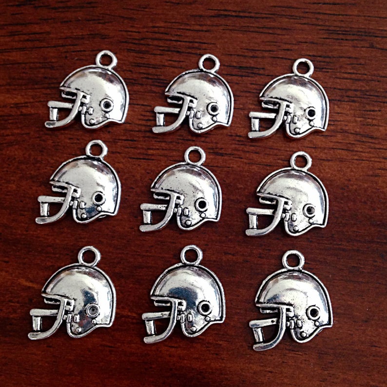 Bulk 20 Football Helmet Charms Antique Silver Charms